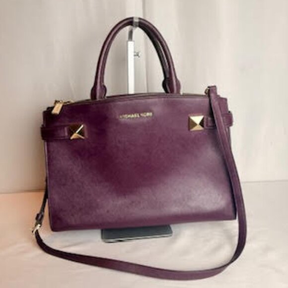 Michael Kors Saffiano Leather Satchel Plum/Purple - Picture 6 of 16